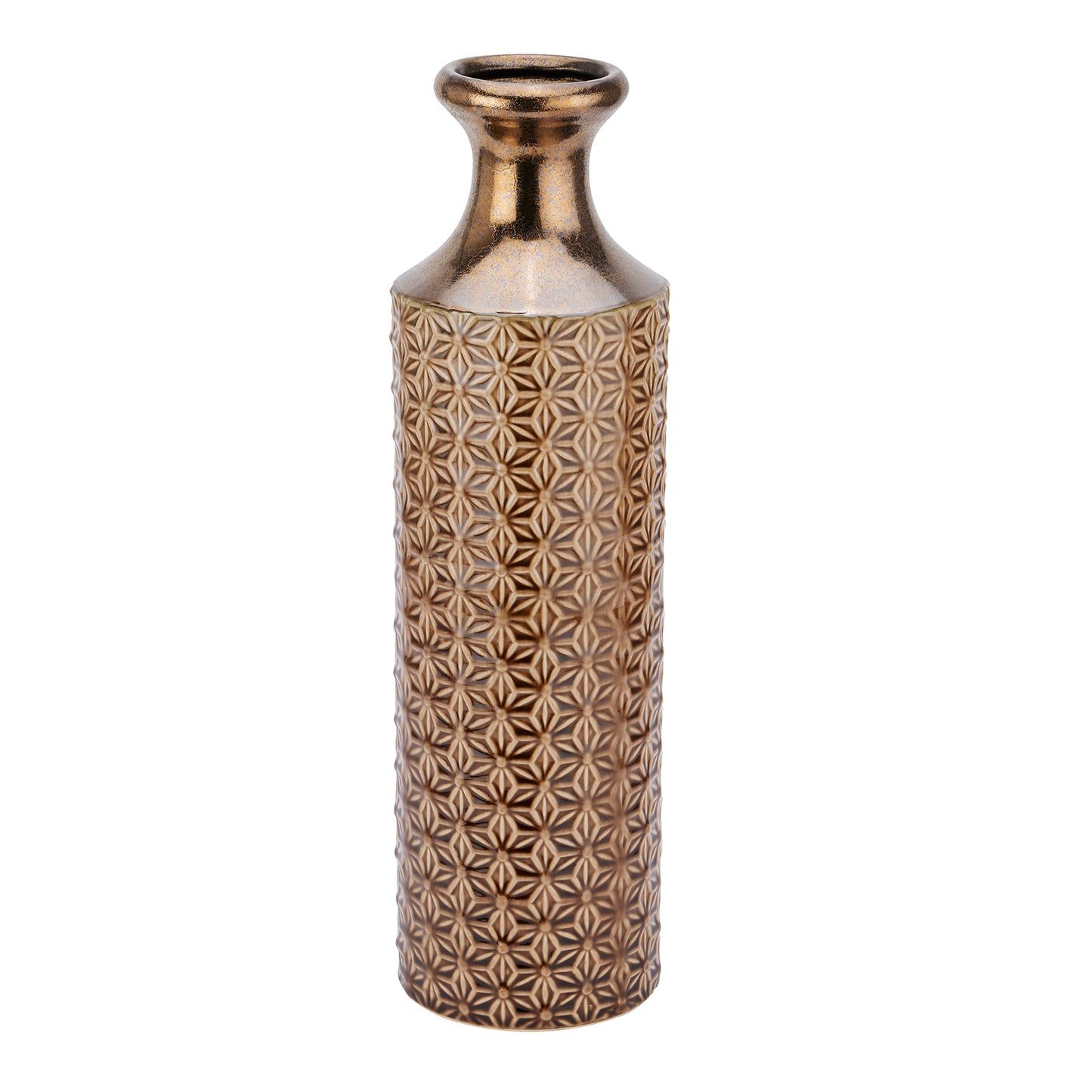 Seville Collection Large Metallic Caramel Fluted Vase